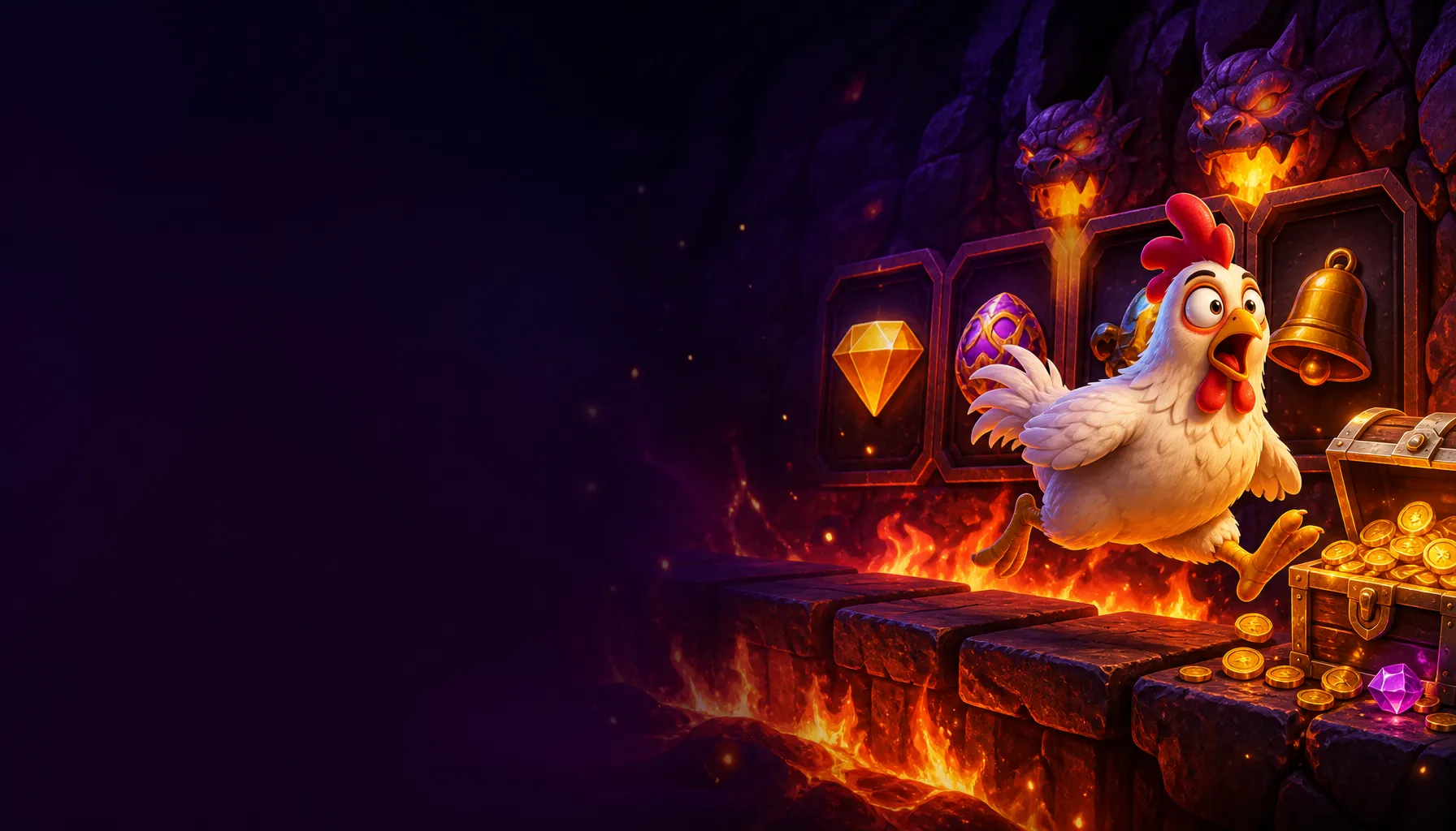 Hero banner for Chicken Road game featuring a vibrant casino slot theme with iconic game elements.